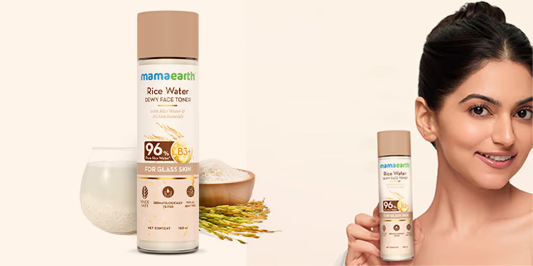 a bottle of rice water chemical-free skincare