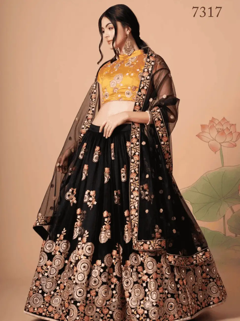 Black Soft Net Lehenga